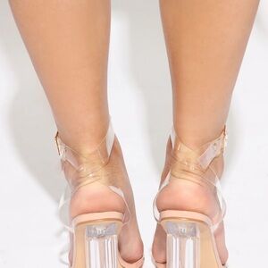 Fashion Nova Transparent Block Heel Sandals (box not included)